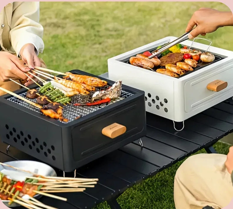 Parrilla Portátil de Carbón para Camping y Asados