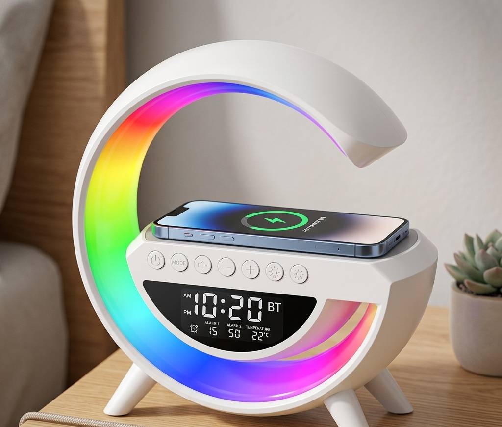 Parlante Inteligente G-Shape 3 en 1 con Luz RGB y Carga Inalámbrica