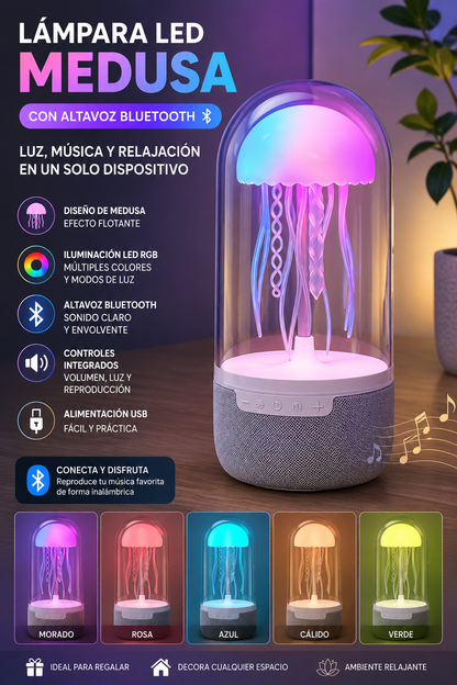 Lámpara LED Medusa RGB con Altavoz Bluetooth