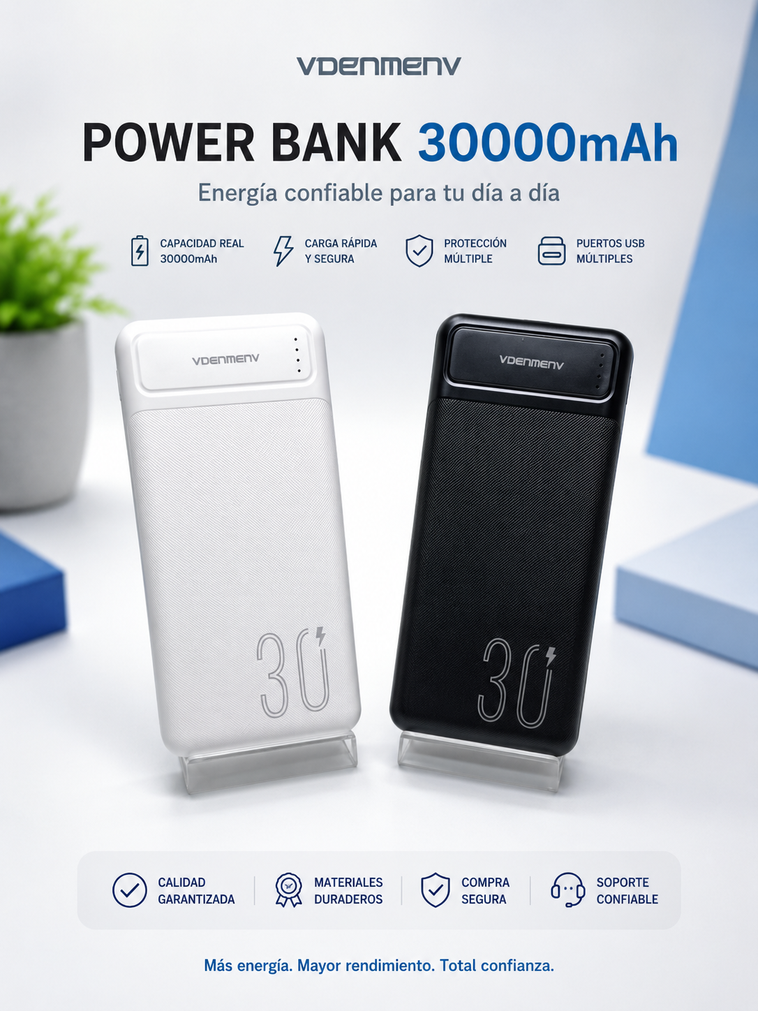 Power Bank 30,000 mAh de Carga Rápida