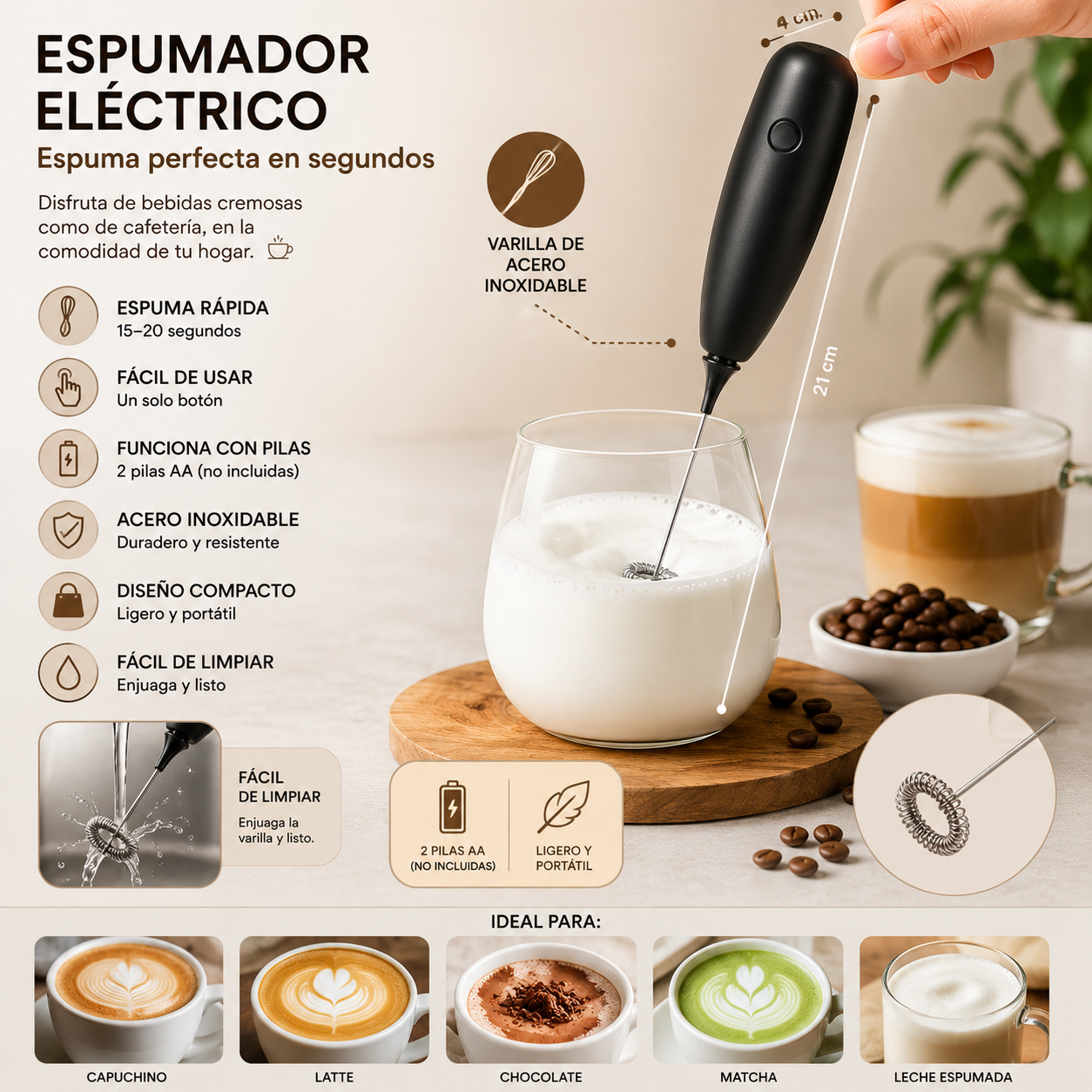 Espumador de Leche Eléctrico