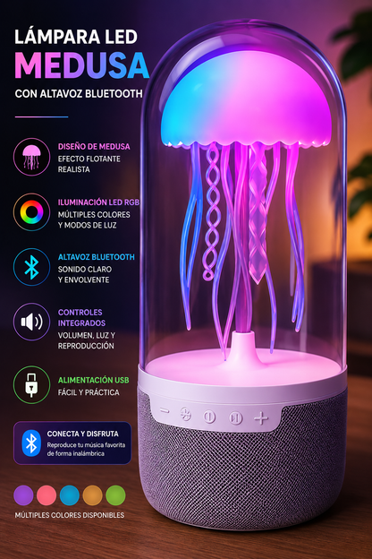 Lámpara LED Medusa RGB con Altavoz Bluetooth