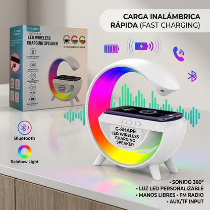 Parlante Inteligente G-Shape 3 en 1 con Luz RGB y Carga Inalámbrica