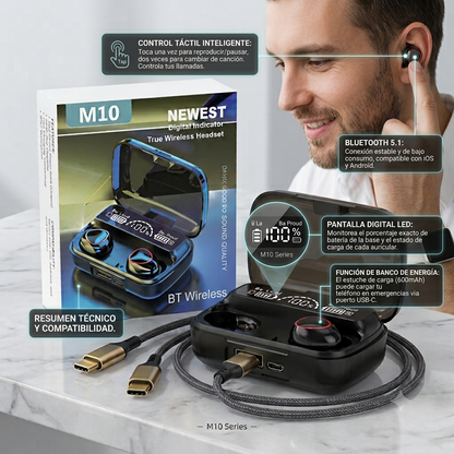 Audífonos Inalámbricos M10 True Wireless